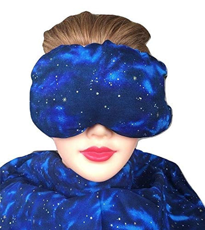 Eye Mask Lavender Eucalyptus, Sinus, Herbal Pack, Hot Cold Pack, Heat Wrap,Organic, Flax Seed, Microwave Therapy, Sleep Mask, Yoga Meditation Eye Pillow, Blue Celestial Star