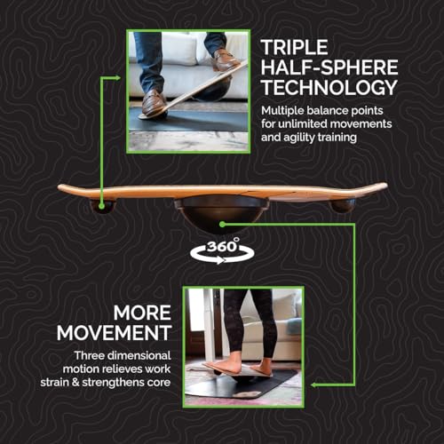 Whirly Board Wide 360˚ | Standing Desk Balance Board | Wobble Board Portable Home Gym | Snowboard Training | Surf trainer | Balance Board for Kids & Adults | Core Balance Trainer - color: Clear Skateboard Grip Tape