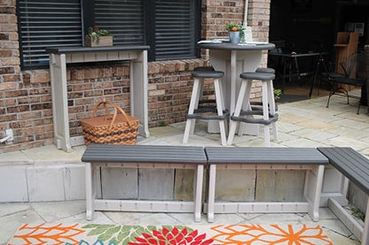 Bench, Deep Grey Top with Warm Grey Sides, 2 Pack - Proudly Made in The USA, Click and Lock Hardware-Free Assembly, Durable and Stylish Outdoor Seating - color: Deep Grey/Warm Grey, size: 2 Pack