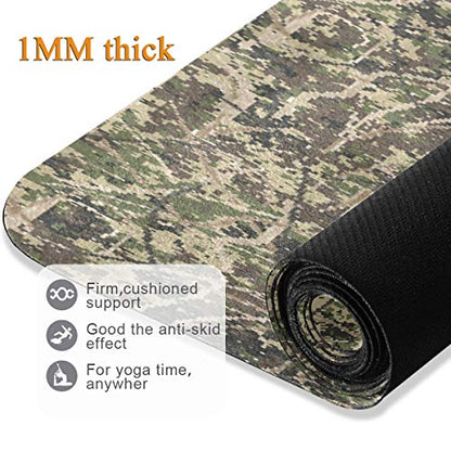 Qilmy Fantasy Mandala Pattern Yoga Mat, Non-Slip Texture Pro Yoga Mat Eco Friendly Exercise & Workout Mat for Yoga, Pilates and Floor Exercises - color: Abstract Hunting Camo