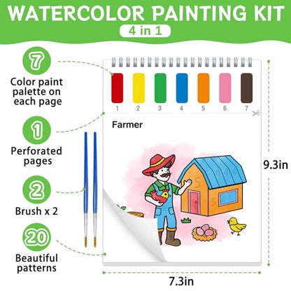 SOCOLER Paint with Water Coloring Books for Kids & Toddlers, Farm | Mess Free Watercolor Painting Set, Water Color Painting Book,Craft Art Kit, Boys & Girls Birthday Gift, Travel Activity Toy - style: Farm