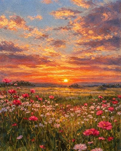 mrpwnle Landscape Paint by Numbers Kit for Adults Flowers Paint by Numbers | Landscape Adult Paint by Number Kits on Canvas, DIY Easy Acrylic Oil Flowers Paint by Numbers for Home Wall Decor 16X20 inch - color: Landscape, size: 15.7x19.7in(40x50cm)