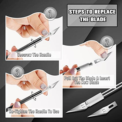 DIYSELF 2 Pack Exacto Knife Set, Aluminum Craft Knife with 20#11 Blades | Secure-Grip Hobby Knife for Paper Art and Leather, Quick-Change Exacto Knives for Models, Stencils, Engraving and DIY Crafts - color: Black