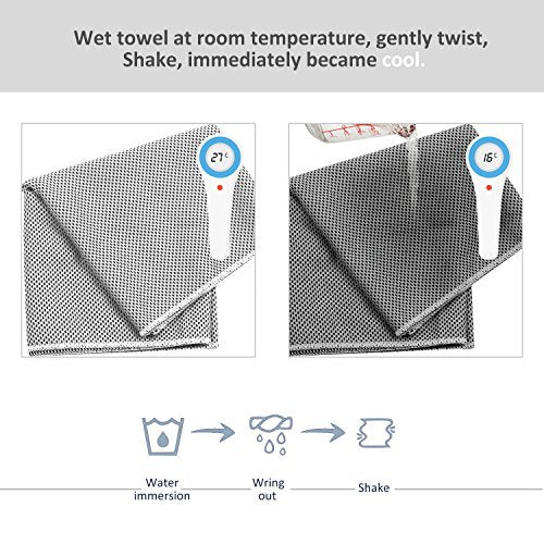 Cooling Towel (Pack of 20, 40"x12") with Pouches for Sports - color: 20grey