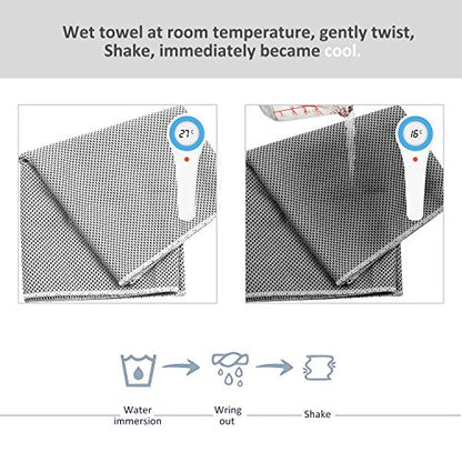 Cooling Towel (Pack of 20, 40"x12") with Pouches for Sports - color: 20grey