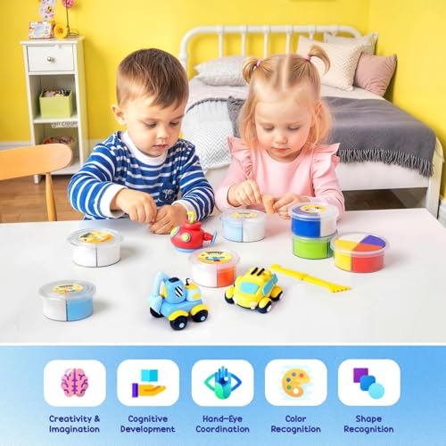 Air Dry Clay Kits for Kids - hittaty Traffic Model Magic Clay, 12 Boxes Molding Clay for Kids with Sculpting Tools and Tutorials, Safe, Soft & Non-Sticky DIY Arts and Crafts Gift for Boys & Girls