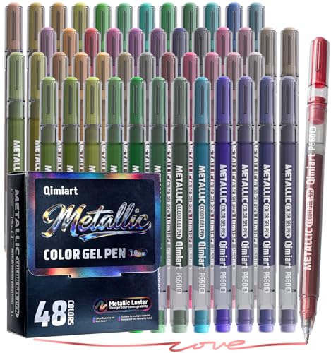 Metallic Gel Pens, 48 Colored Pens for Black & White Paper,1.0mm Point | Colorful Pens for Coloring, Writing, Drawing, Journaling, Note Taking, Office, Home - color: Acrylic Pens-48PCS-Metallic Luster, style: Acrylic Pens
