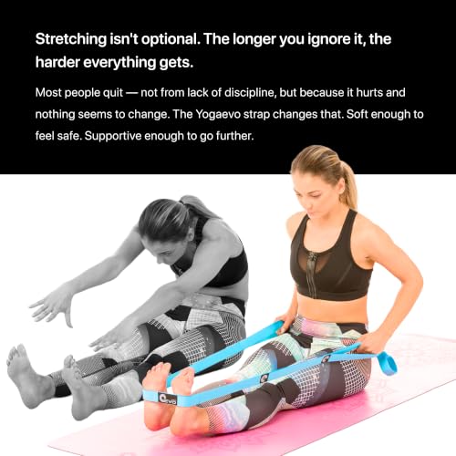 YogaEVO Elastic Stretching Strap with Loops for Physical Therapy - color: Blue