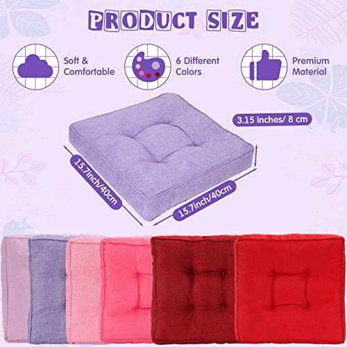 Qunclay 6 Pcs Floor Cushions Bulk Floor Pillows Flexible Seating Cushions 3.15'' Thick Flexible Seating Classroom Furniture Meditation Seat Pillows for Home Nursery Yoga Decor 15.7'' x 15.7''(Bright) - color: Bright