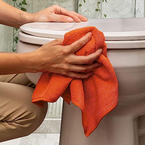 Avalon Towels Microfiber Cleaning Cloths (Value Pack of 48) - Size 16 x 16 Inches, Highly Absorbent Cleaning Rags, Lint Free, Reusable and Washable, Microfiber Towels for Cars - color: Orange, size: Pack of 48 - 16x16 Inches