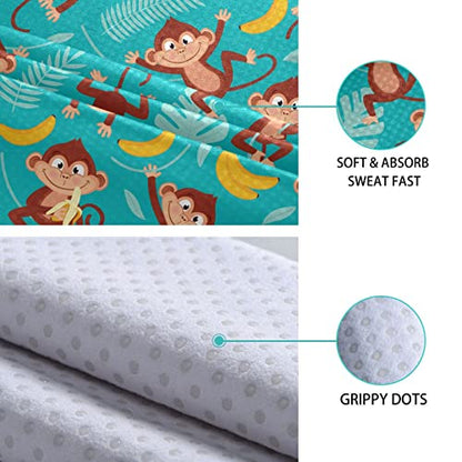 Yoga Mat Towel Monkey Banana, 73" x 27" - color: Monkey Banana