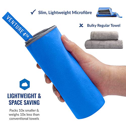 VENTURE 4TH Quick Dry Travel Towel, Ultra Soft Microfiber - 3 Sizes | Odor-resistant, absorbs 7x more than cotton. Fast-drying, skin-friendly microfiber. Includes tear-resistant carry bag. - color: Navy Gray, size: 72.00" x 31.50"