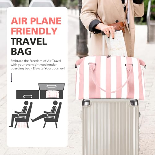 TOPBAG Travel Duffle Bag, Waterproof Weekender Carry On Tote Bags for Women, Sport Gym Bag for Men, Hospital Bag for Labor and Delivery, Overnight Luggage Bag with Trolley Sleeve Coral Pink - color: Pink White