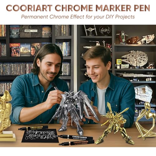 6PK Liquid Chrome Paint Markers, Metallic Mirror Chrome Pens | 3 Colors with 1mm & 3mm Reversible Tips Permanent High Gloss Markers for Metal, Plastic, Fabric, Model, Touch-Up & Repair Kit - color: 6PK Chrome Markers