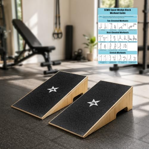 SEWD Wooden Squat Wedge, Non-Slip Slant Boards for Heel Elevated Squat