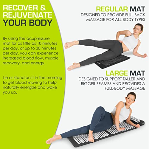 ProsourceFit Acupressure Mat and Pillow Set for Back/Neck Pain Relief and Muscle Relaxation, Large - Black/Black - color: Large - Black/Black, size: Large