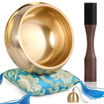 Hihealer Singing Bowl, Authentic Tibetan Sound Bowl for Yoga - color: 5" Blue