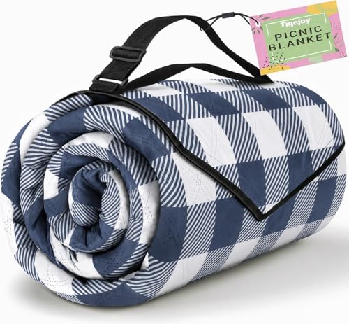 TigeJoy Extra Large Picnic Blanket Waterproof Beach Blanket 80''x118'' - color: Blue, size: 6'8" x 9'10" (Rectangular)