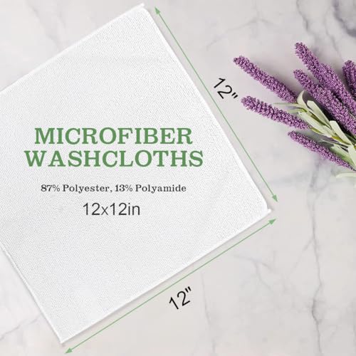 UNIMADE Washcloths Bulk 100 Pack Face Towels, Highly Soft Wash Cloths | Hand Towels, Fast Drying Multi-Purpose Microfiber Cleansing Cloths for Bathroom, Hotel, Spa, and Salon White (12" x 12") - color: White, size: 100Pack