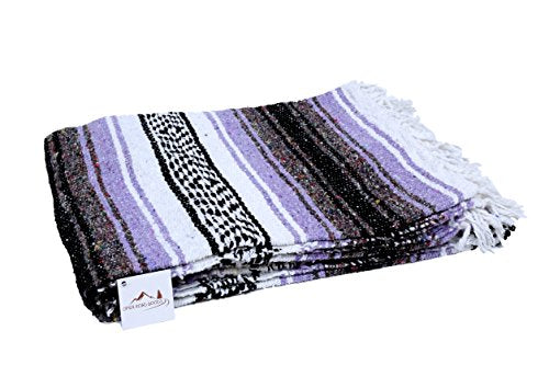 Open Road Goods Pastel Purple Mexican Blanket - Authentic Serape Falsa Blanket - Handmade (Acrylic Blend, XL) - color: Pastel Purple