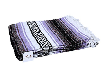 Open Road Goods Pastel Purple Mexican Blanket - Authentic Serape Falsa Blanket - Handmade (Acrylic Blend, XL) - color: Pastel Purple