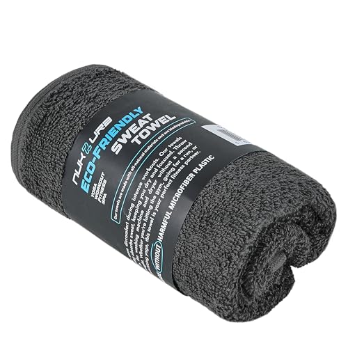NUKURA 12’’ x 40’’ 100% Cotton Sweat Towel for Gym, Extra Soft & Durable, Ideal for Running, Walking, Yoga, Pickleball, Padel, Grey Neck Towels, 450 GSM - color: Dark Grey
