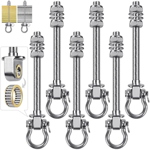 Dolibest Swing Hangers with Bearing - 6 Pack Stainless Steel 304 Swing Hooks for Wood & Metal Beams, Ideal for Hanging Hammocks, Yoga Swings, Porch Swing, Boxing Bag 1500 LB Capacity -7''x M2/5'' - color: M10x7'' -6pcs