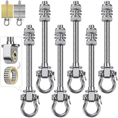Dolibest Swing Hangers with Bearing - 6 Pack Stainless Steel 304 Swing Hooks for Wood & Metal Beams, Ideal for Hanging Hammocks, Yoga Swings, Porch Swing, Boxing Bag 1500 LB Capacity -7''x M2/5'' - color: M10x7'' -6pcs