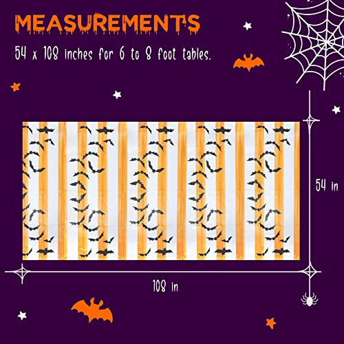 MATICAN Halloween Tablecloth, 6-Pack Disposable Halloween Table Cloths, Bats Plastic Table Covers, 54 x 108 Inches, Halloween Party Decorations - color: Bats
