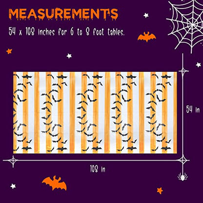 MATICAN Halloween Tablecloth, 6-Pack Disposable Halloween Table Cloths, Bats Plastic Table Covers, 54 x 108 Inches, Halloween Party Decorations - color: Bats