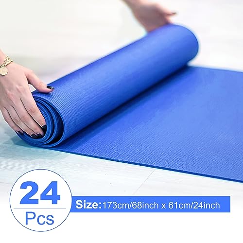 Funtery 3 mm Thin Yoga Mats Bulk, 68 x 24 Inches Lightweight PVC Exercise Mats Non Slip Workout Fitness Pads for Yoga Pilates Stretching Classes Gym Home Studio - color: Blue