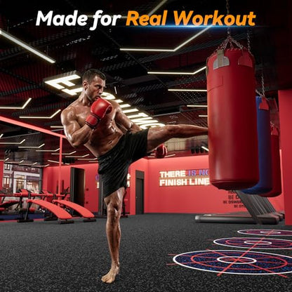 SUPERJARE 1" Extra-Thick Rubber Top Exercise Mat, Gym Flooring for Home Gym - size: 36 Tiles (144 Sq Ft)