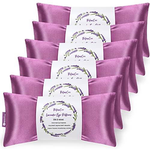 RelaxCoo Lavender Eye Pillow for Relaxation, Yoga, Sleeping, Weighted Eye Mask Heated for Headache, Sinus, Dry Eye Relief, Moist Heat Eyes Compress, Meditation Accessories with Aromatherapy, Pack of 6 - color: 6 Pack