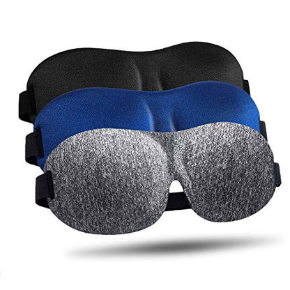 LKY DIGITAL Sleep Mask for Side Sleeper 3 Pack, Blackout 3D Eye Mask - color: Gray & Blue & Black