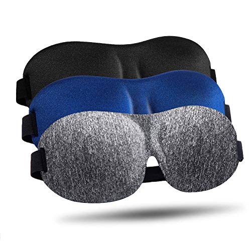LKY DIGITAL Sleep Mask for Side Sleeper 3 Pack, Blackout 3D Eye Mask - color: Gray & Blue & Black