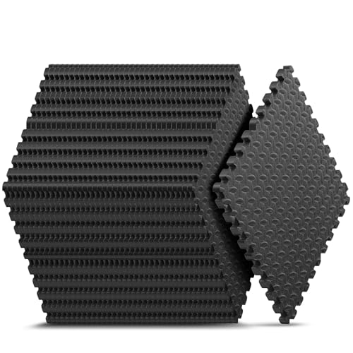 32 Pack 128 sqft Home Gym Mat, Puzzle Exercise Mat, EVA Interlocking Foam Floor Tiles for Home Workout Equipment and Kids' Play Areas - Black, 24 in x 24 in x ½ in - 32 Tiles - color: Black, size: 32 Pack(128 SF)