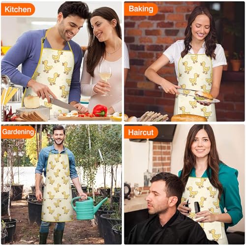 Apron with 2 Pockets,Kitchen Chef Artist Aprons for Cooking Gardening Baking Painting, Waterproof Apron 33" x 27" - color: Duck