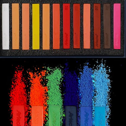 Artecho 24pcs Soft Pastels, Square Chalk | Drawing, Blending, Layering, Shading - style: 24 colors long