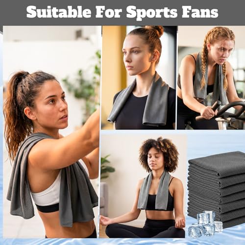Honoson 30 Pack Cooling Towels for Neck and Face, 27 x 16 in, Dark Grey - color: Dark Grey