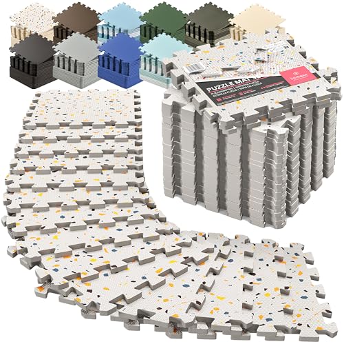 bemaxx Gym Mats Set - EVA Interlocking Foam Floor Tiles Workout Mat Puzzle - color: Terrazzo, size: 18 Tiles | 18 sq ft