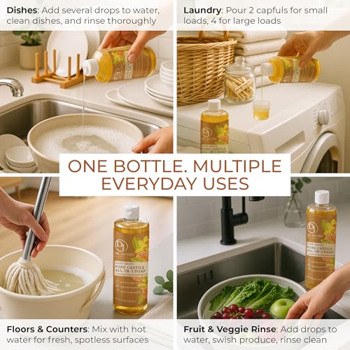 Dr. Jacobs Naturals Orange & Ginger Castile All-In-One Cleaner and Soap - Plant-Based Formula for House Cleaning Floors and Appliances - Gentle on Skin and the Planet - 32 oz, 1 Pack - size: 32 Fl Oz (Pack of 1), style: Orange Ginger
