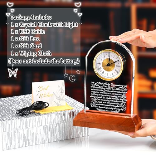 Ornalrist First Holy Communion Gifts for Girls Boys Christian Crystal Clock - color: First Holy Communion