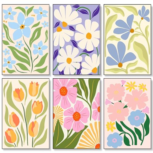 Fountor 6 Pack Paint by Numbers Kit for Adults Beginner Flowers 8x12 Inch | Without Frame Canvas, DIY Acrylic Painting by Numbers Easy Flower, Stress Relief Craft Kits, For Home Decor Gift - color: LKOP6P-3