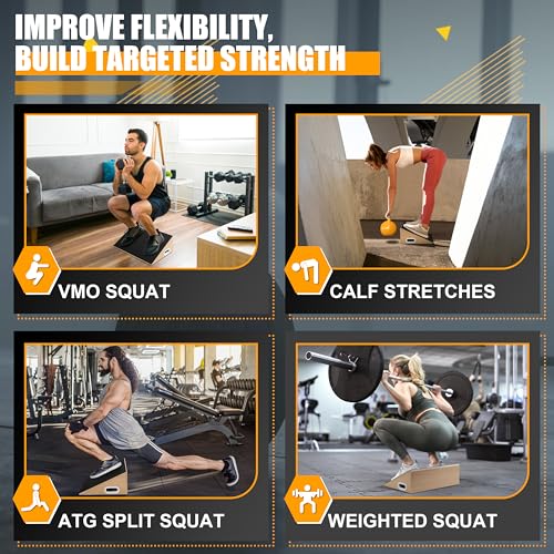 Slant Board, 19.7" Wide Calf Stretcher Slant Board for Calf Stretching, Squats, Knees Over Toes, Weightlifting, and Fitness, 6.5” Height for Deeper Squats & More Muscle Activation