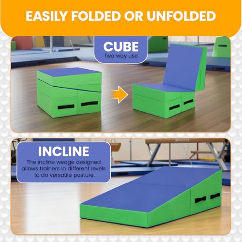 BestMassage Gymnastics Mat Incline Mat Tumbling Mat Folding Gymnastic Tumbling Mat Indoor/Outdoor Exercise Mat Home Gym Yoga Mat with Handle - size: 47.2 x 23.6 Inches