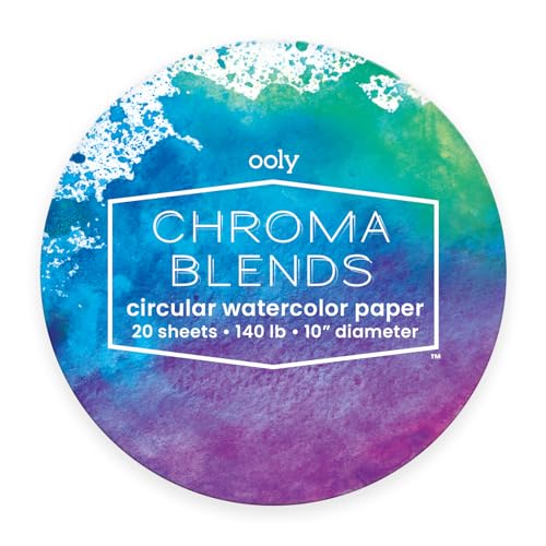 OOLY Chroma Blends Circular Watercolor Paper Pad, 20 Sheets | Ages 6+, 20 Sheets, Acid-Free, Great for Painting, Watercolor Brush Markers, Art Projects, and Creative Kids and Adults
