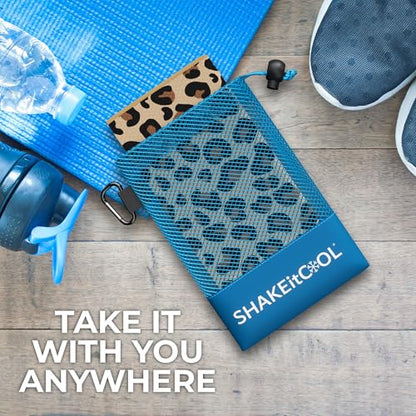SHAKEitCOOL Extended Size Cooling Towel – Be Cool in Style - Heat Relief, Soft, Lightweight, Sun Protection, Easy Clean - Perfect for Biking, Hiking, Running, Yoga, Golf, Gardening - Cheetah Print M - color: Cheetah Print