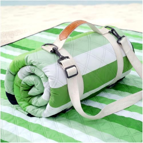 Genovega Waterproof Beach Blanket Picnic Outdoor Mat Rug Adult Women Her Sister Mom Gf Girlfriend Aunt Auntie Titi Best Friend Friendship Bestie Wife Daughter in Law Lady Happy Birthday Cool Unique - color: Mint White Stripe
