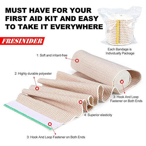 FRESINIDER Premium Elastic Bandage Wrap 6 Inch, 4 Pack, Hook and Loop - color: 4 Pack X 6 Inches