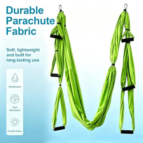 Aerial Yoga Hammock, Yoga Straps for Stretching, Swing Kit Set Trapeze Extension, Ceiling Hanging Sling Inversion Exercises Equipment - color: Green
